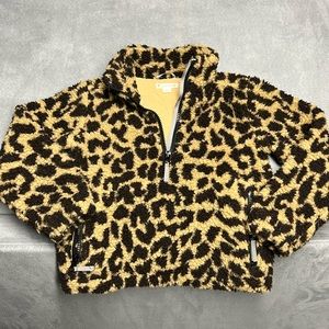 Girls Crewcuts leopard quarter zip